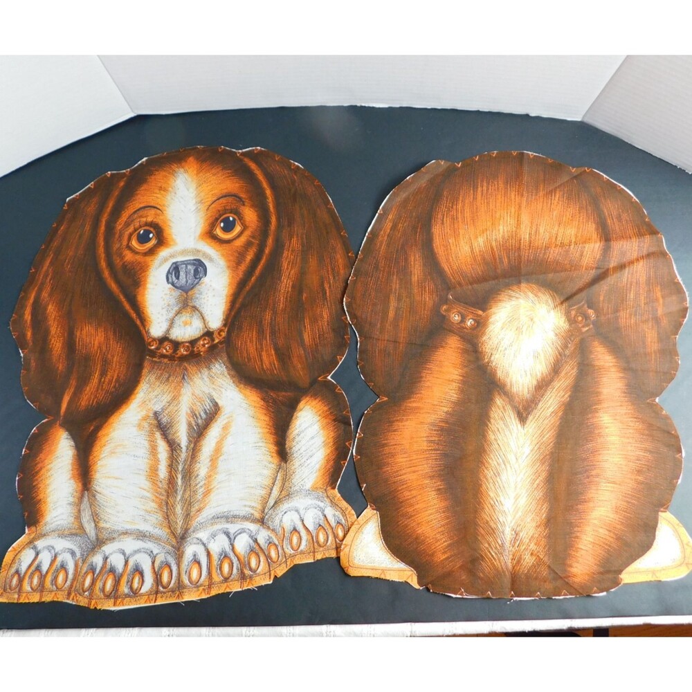 Beagle Hound Dog Cut and Sew Cotton Fabric Panel Pillow Unsewn Vintage 70s NOS !